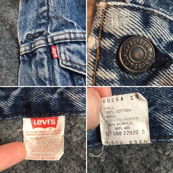 Vintage 80s Levi's Mens Blue Denim Jean Trucker Jacket 70506 Made In The USA - Picture 8 of 16